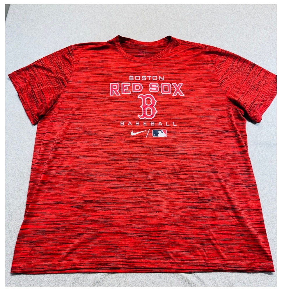 Nike Boston Red Sox Shirt Mens 3XL Red Dri-FIT MLB Baseball Space Dye Tee